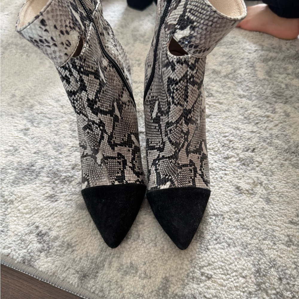42 GOLD Snakeskin and Black Ankle Booties